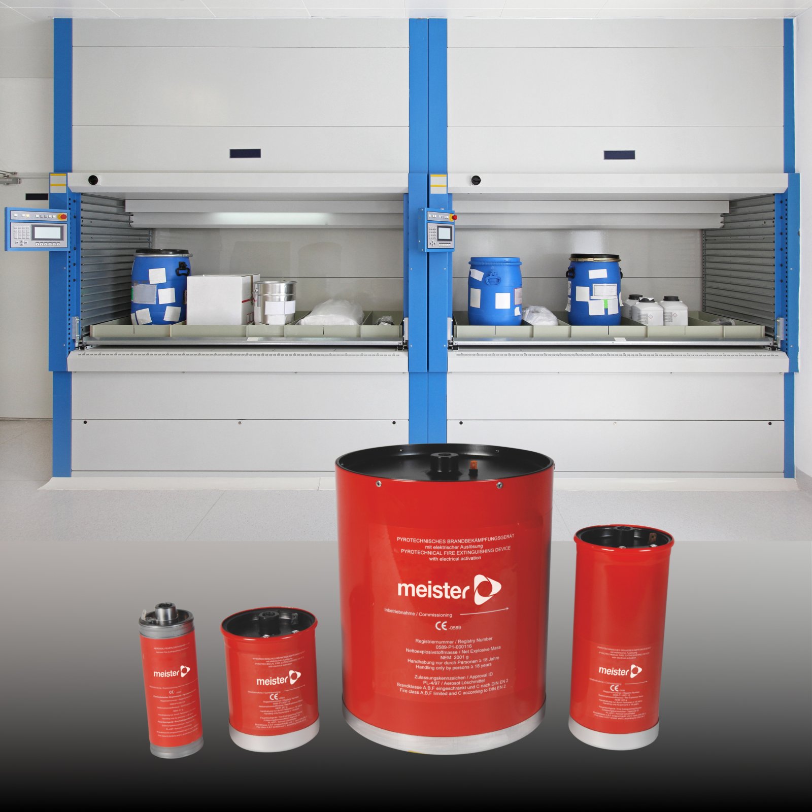 AeroPro Aerosol-Feuerlöschanlage für Lagerlifte und Lagersysteme der Meister Brandschutz GmbH & Co. KG