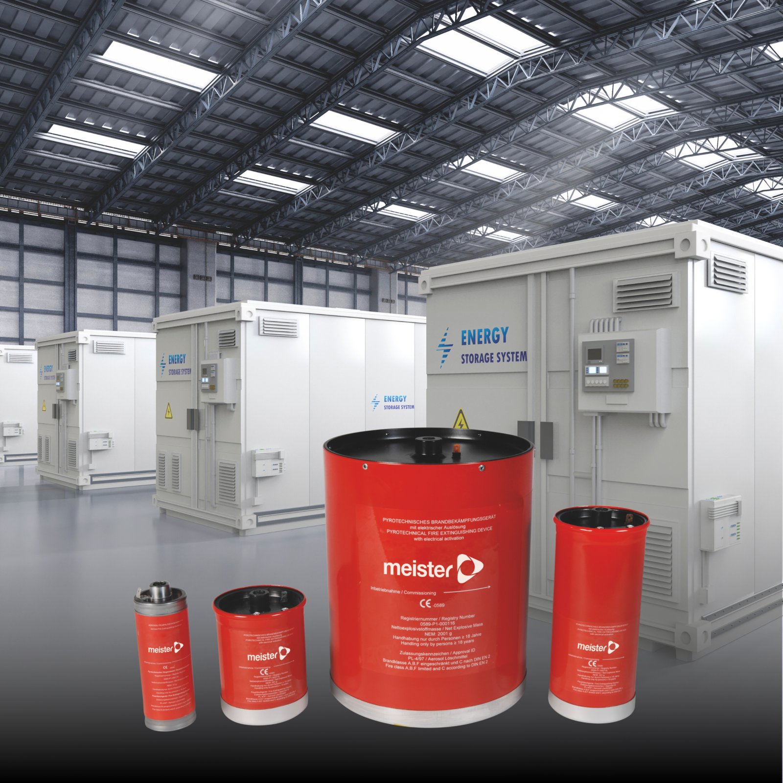 AeroPro Aerosol-Feuerlöschanlage für Batteriespeichersysteme & Energiespeichersysteme der Meister Brandschutz GmbH & Co. KG